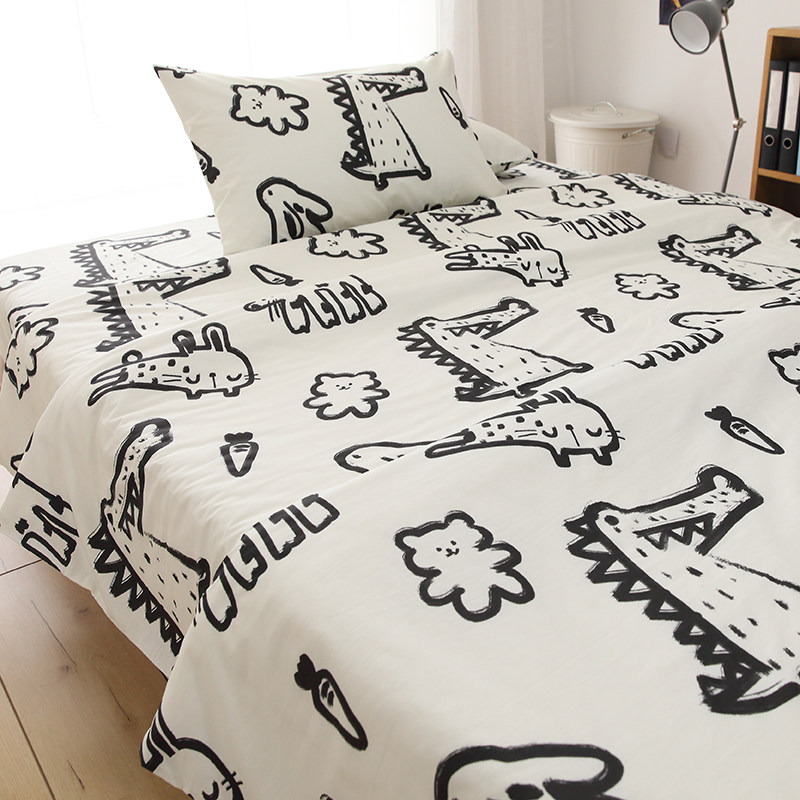动物涂鸦纯棉床单床笠单件100%全棉儿童人学生宿舍床品三四件套3,床上用品,床单,淘宝优惠券,粉丝福利购,淘宝优惠卷