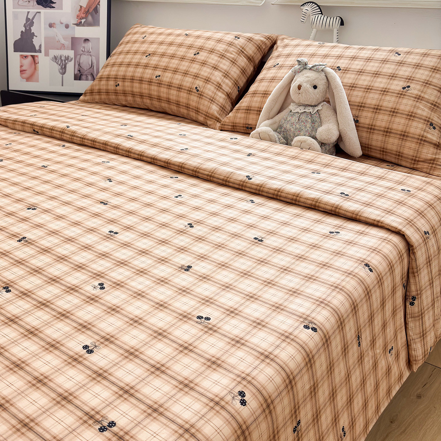 栗子樱桃纯棉四件套单件1.5m1.8全棉简约宿舍单双人床三件套亲肤