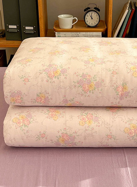 双层纱紫色花海全棉单人被套加大双人150x200x230纯棉被罩可定制