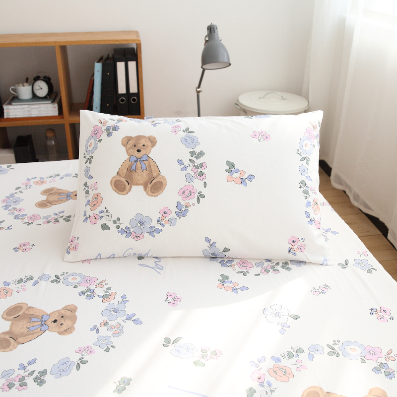 唐朝一只鱼全棉花环熊卡通枕套