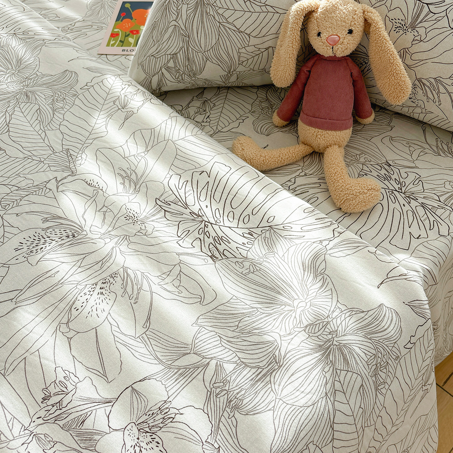 唐朝一只鱼花影纯棉磨毛床单