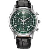 代购 腕表计时夜光日期测速皮带钢壳绿盘防水 Citizen西铁城男士