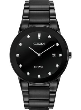 代购Citizen西铁城男士腕表日期夜光计时Eco-Drive金属钢带黑色