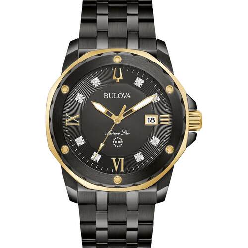 海外代购BULOVA/宝路华男士欧美腕表防水日历显示钢带黑色表盘