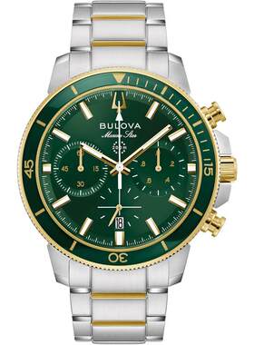 海外代购BULOVA/宝路华男士欧美腕表计时码表日历显示不锈钢表带