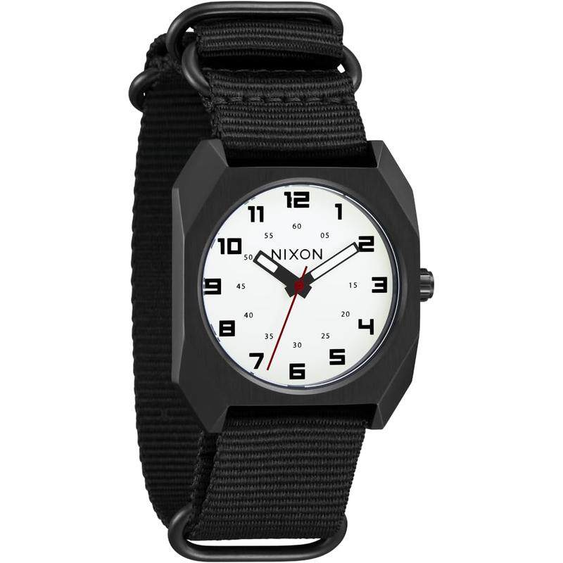 代购Nixon男士腕表夜光计时日期防震尼龙带防水方形表黑色户外