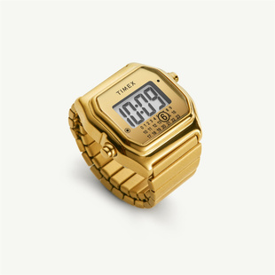 代购MM6 x Timex T80天美时指环手表时尚金色数字石英男女戒指表