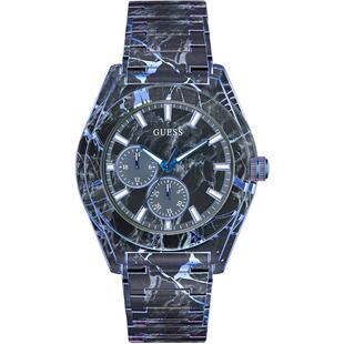 代购 腕表计时日期显示多时区夜光指针金属表带大理石纹 GUESS男士