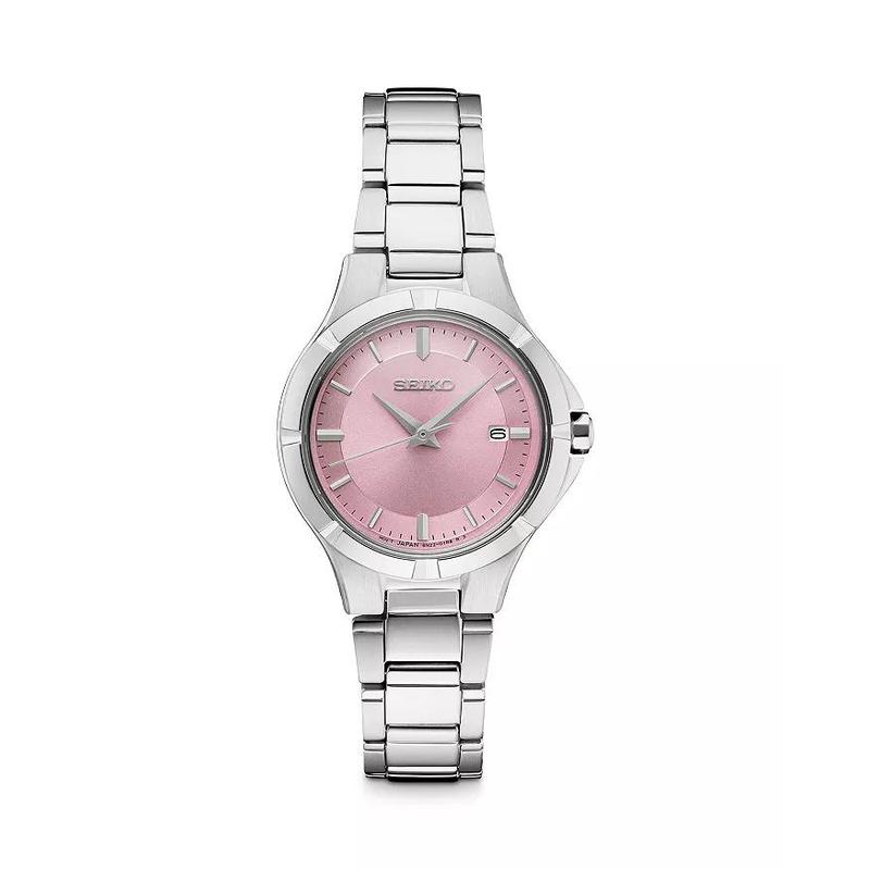 Seiko 精工手表24新款时尚腕表银色钢带粉盘运动风女表Essentials