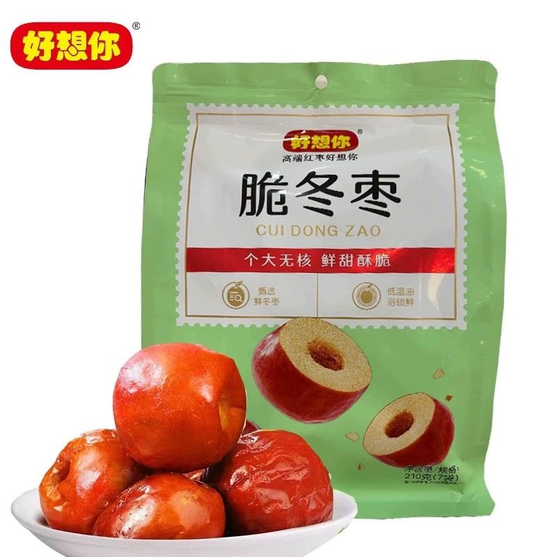 好想你红枣脆冬枣210克 脆大枣冬枣脆无核脆酥 无核香甜酥脆冬枣