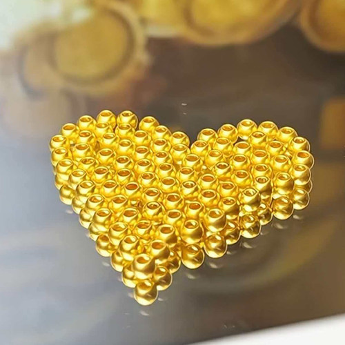 足金999转运珠黄金DIY手链古法珠3D硬金光面小金珠散珠串珠
