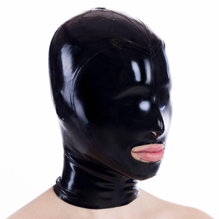 乳胶面具无孔眼开嘴手工制作适合角色扮演派对俱乐部穿着恋物癖