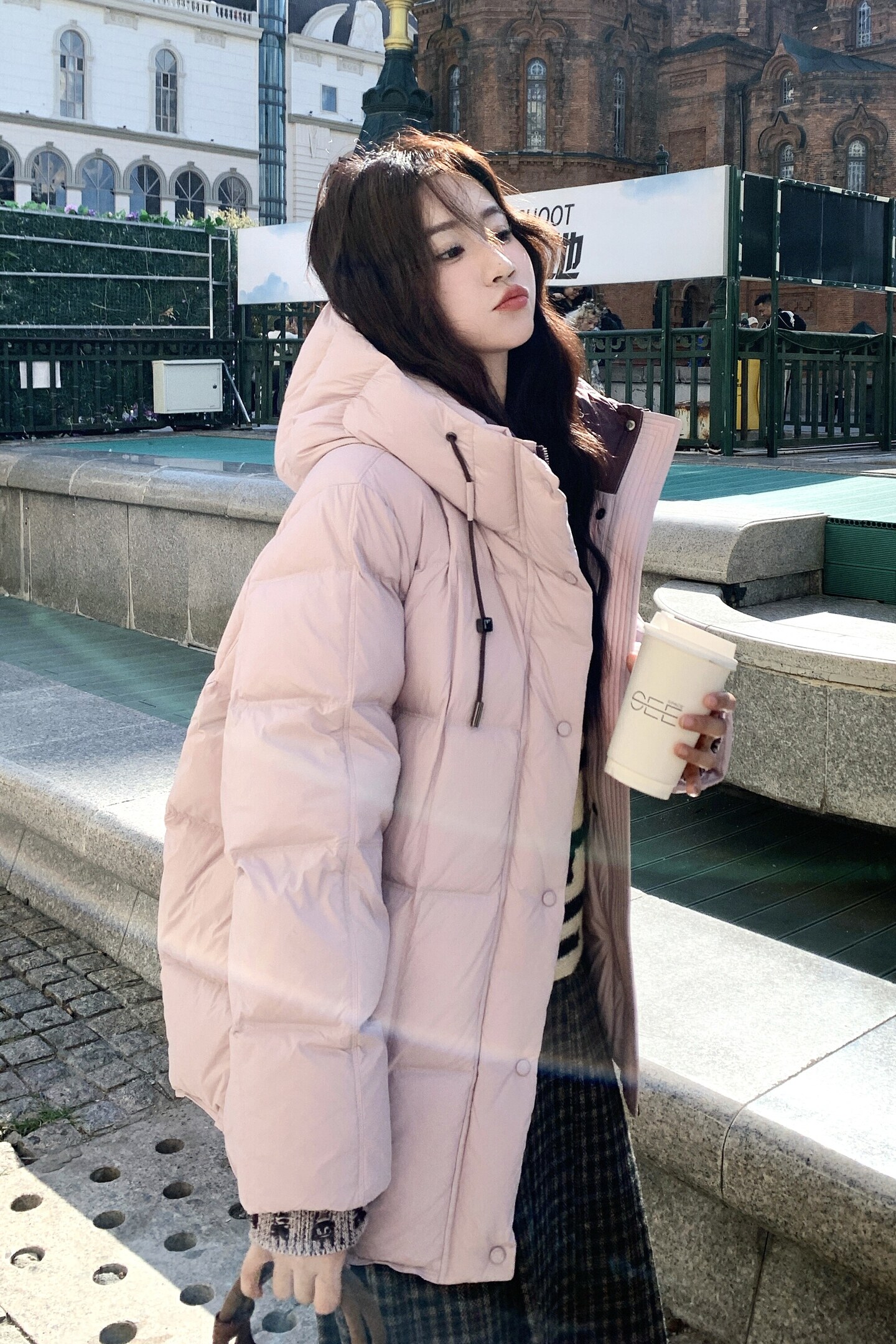 199-W33-90绒-P335-K448【好款现货】针织防风袖粉色羽绒服,女装羽绒服,浙宝199