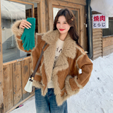199-W81-P205-K298【好款现货】皮毛一体长毛保暖厚外套，女装短外套，浙宝199