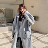 199-W91-P215-控318【好款现货】韩系学院风连帽羊羔毛长款大衣，女装毛呢外套，浙宝199