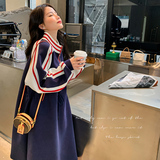 清仓捡漏一线品牌专柜剪标女装秋冬季立领撞色拼接抽绳长袖连衣裙，女装连衣裙，浙宝199