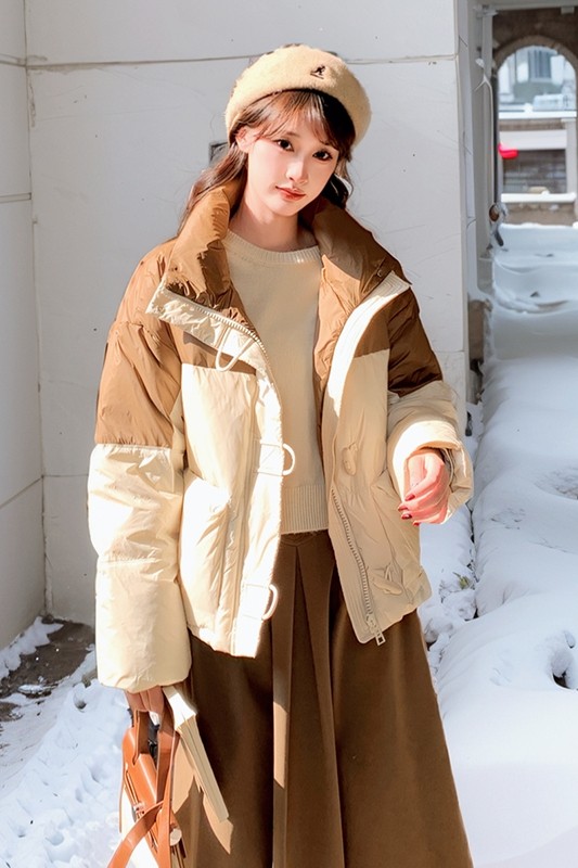 拼色羽绒服90【现货小短款】保暖轻柔199-D395-P275-控428,女装羽绒服,浙宝199
