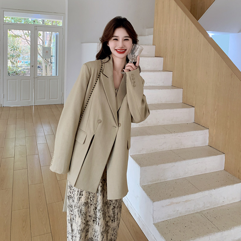 碎花连衣裙2025春秋新款女装高级感气质时尚系带西装搭配裙子,女装西装,浙宝199