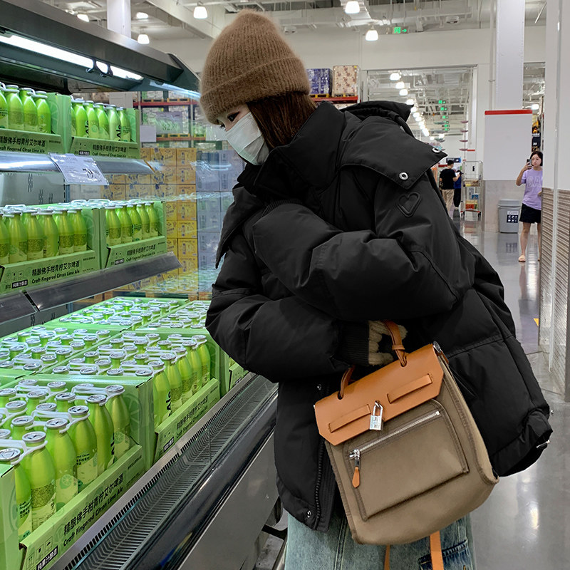 黑色爆款连帽羽绒棉服女冬新款学生加厚棉衣外套短款小个子面包服,女装棉衣/棉服,浙宝199