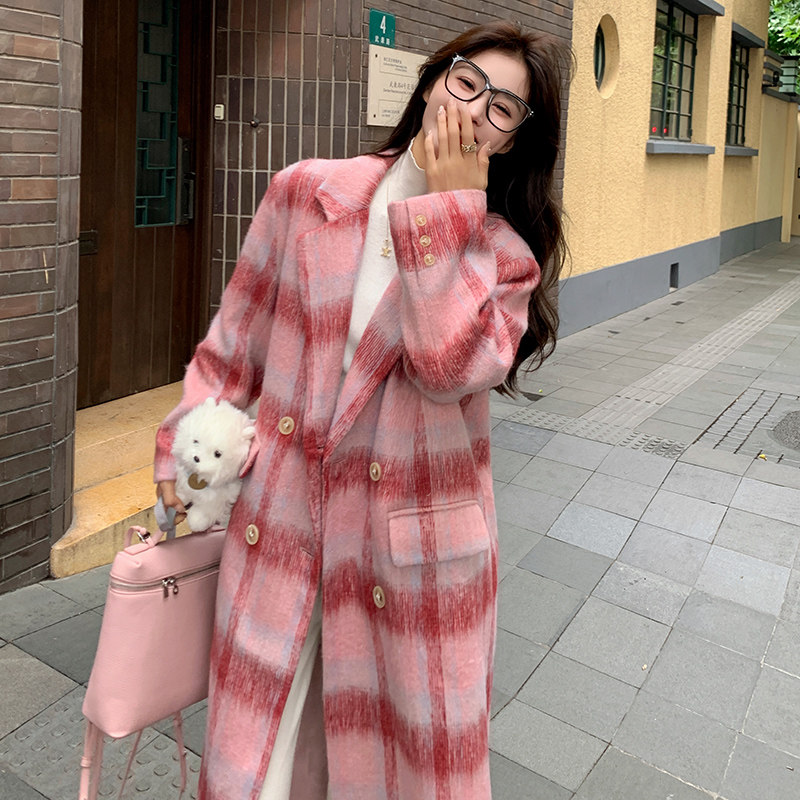 长毛大格纹简约【冬装现货】毛呢外套大衣-D329-P185-控268,女装毛呢外套,浙宝199