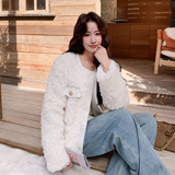 199-W102-P185-控278【好款现货】小香风羊羔毛短外套毛绒大衣，女装短外套，浙宝199