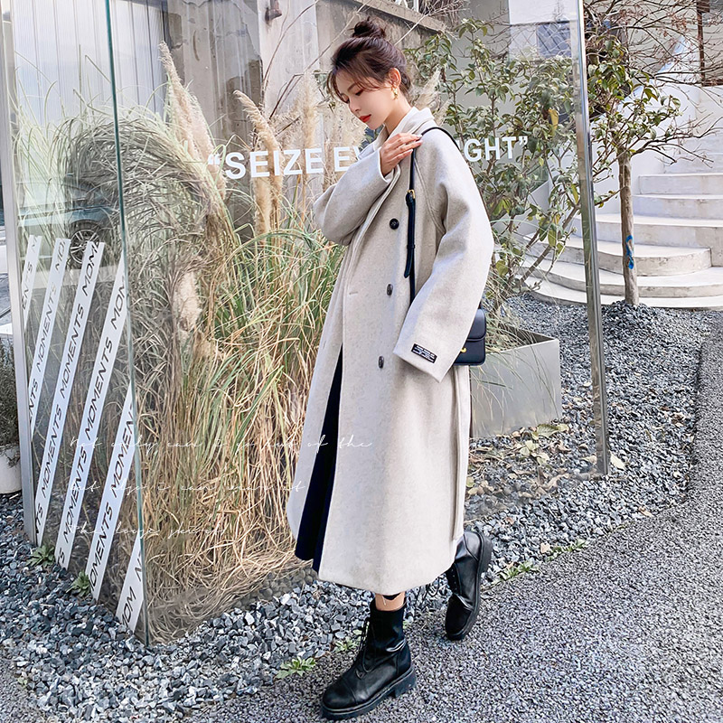 赫本风时尚韩版白色毛呢外套女2024秋冬新款高级感气质呢子大衣潮,女装毛呢外套,浙宝199