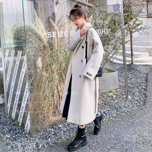 赫本风时尚韩版白色毛呢外套女2024秋冬新款高级感气质呢子大衣潮,女装毛呢外套,浙宝199