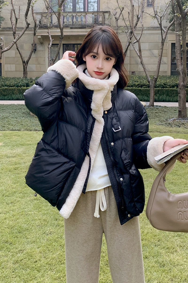 兔毛拼接豆绿色90羽绒服【现货】199-D365-P270-控398,女装羽绒服,浙宝199