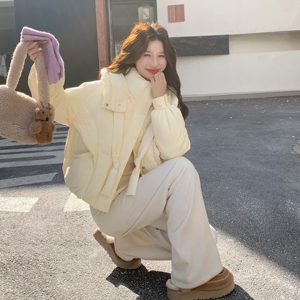 199-W92-P285-控428【好款现货】奶呼呼黄色加厚宽松甜美云朵泡芙图片