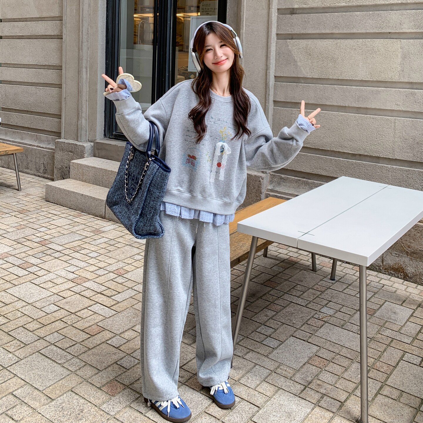 199-26313-P155-控228【好款现货】卫衣居家套装拼接可爱甜美系,女装套装/套裙,浙宝199