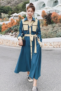 法式复古轻熟风衬衫裙女2025春季新款高级感收腰长裙超好看连衣裙图片
