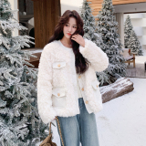 199-W102-P185-控278【好款现货】小香风羊羔毛短外套毛绒大衣，女装短外套，浙宝199