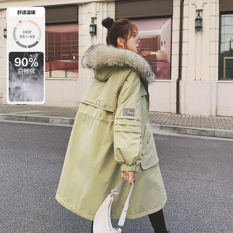 90%羽绒派克服外套女冬季加厚2022新款收腰大毛领工装保暖羽绒服,女装羽绒服,浙宝199
