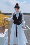 小众设计感撞色拼接长袖连衣裙女秋季2024新款时尚洋气衬衫长裙子，女装连衣裙，浙宝199
