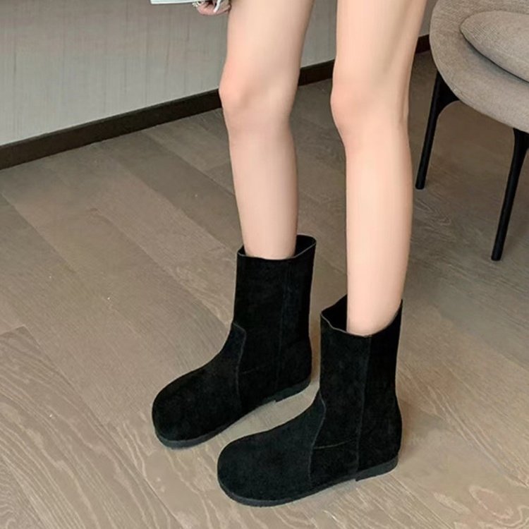 内增高圆头勃肯短靴小个子瘦瘦靴