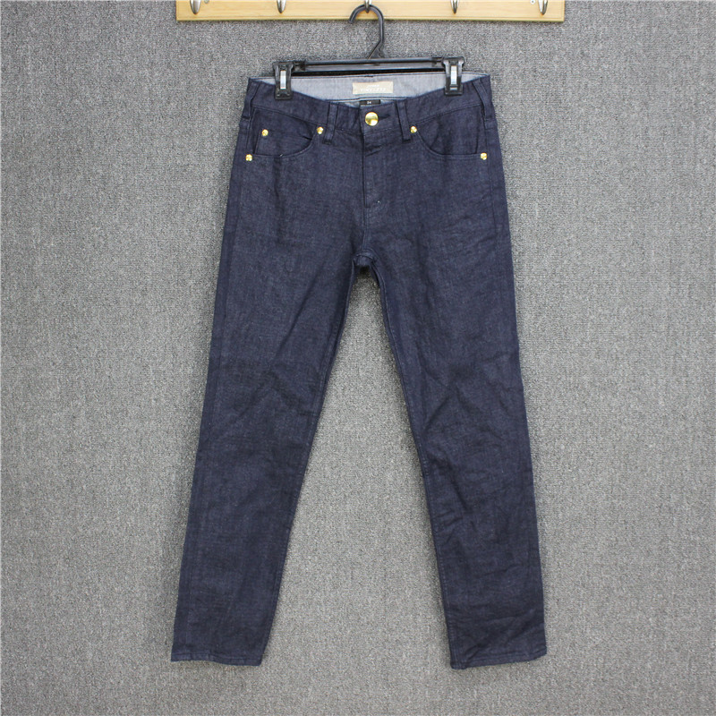 彬彬家~日本单贵牌略修身小直筒裤阔进口面料弹力九分牛仔裤休闲