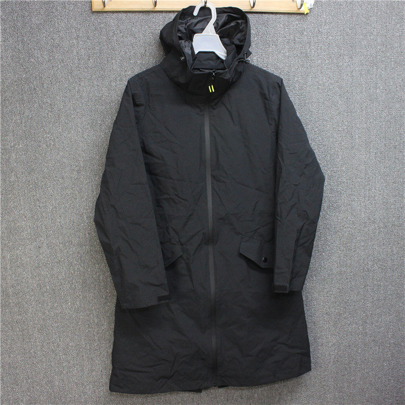 彬彬家~欧美单户外全压胶风衣连帽中长款冲锋衣双层