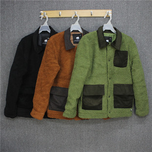 彬彬家~美单贵牌拼色工装夹克羊羔绒外套拼接工装上衣轻便休闲服