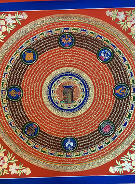 六字真言八吉祥唐卡坛城挂画藏式招财玄关客厅沙发背景装饰画