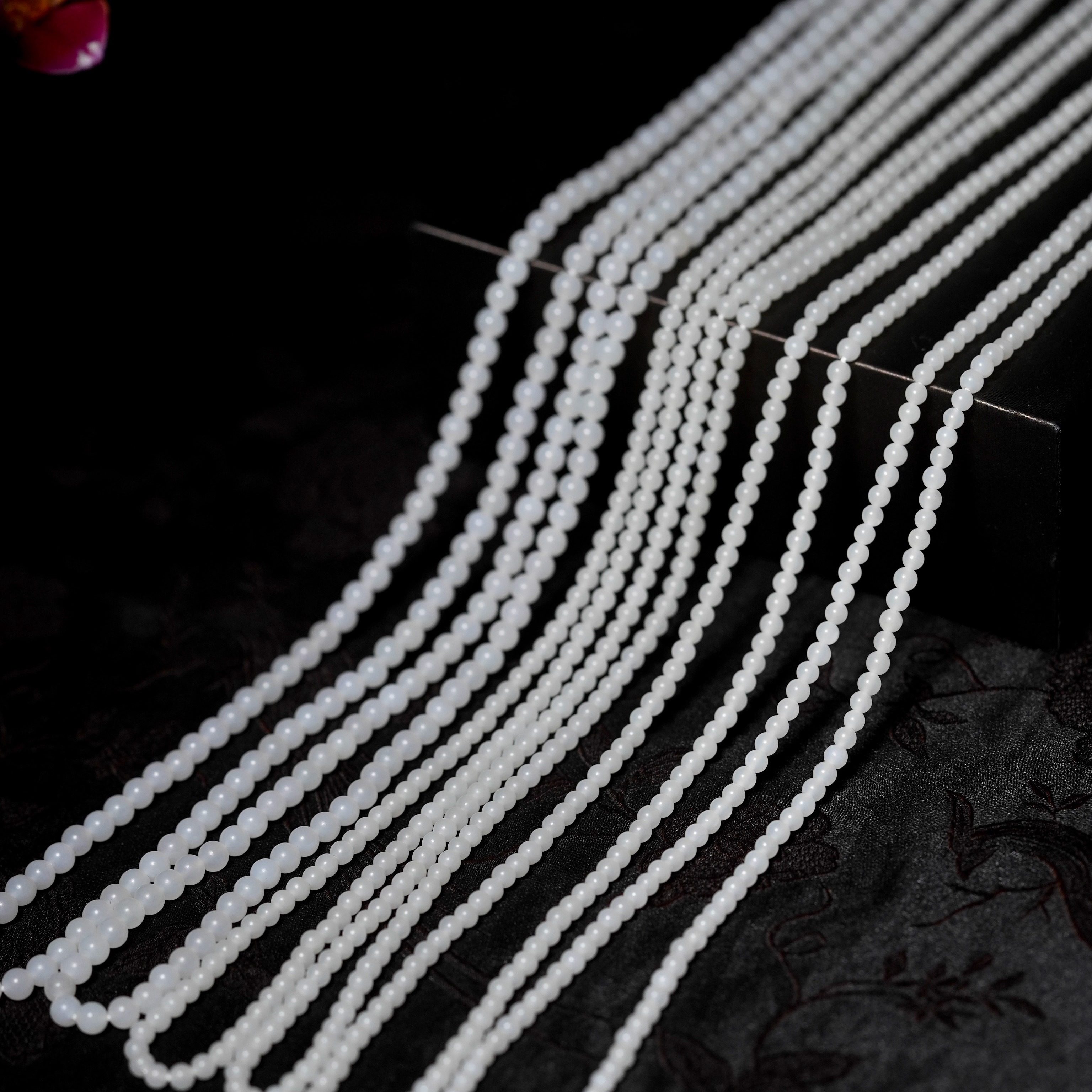 天然新疆和田玉白玉米达料手串女款多圈手链项链