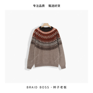 YY26362TXHY 度假风超软拉毛美丽诺摩天轮提花毛衣 BRAID