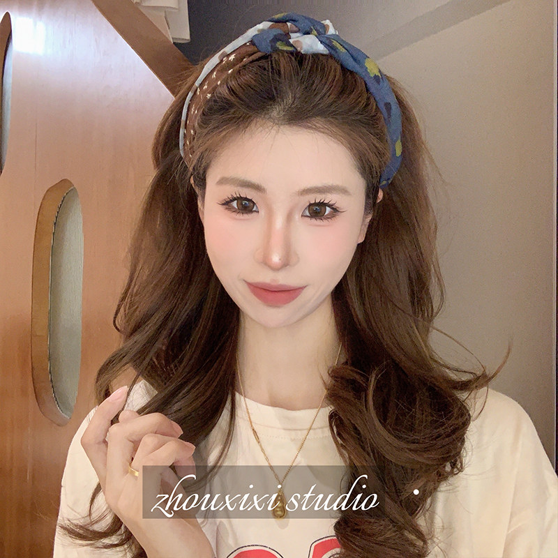 缠绕撞色齿梳发箍女高颅顶
