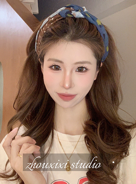 缠绕撞色齿梳发箍女高颅顶