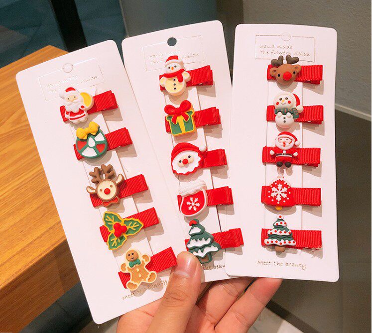 圣诞节发饰儿童发圈红色发绳头饰鹿角发夹雪人发卡女童橡皮筋发饰