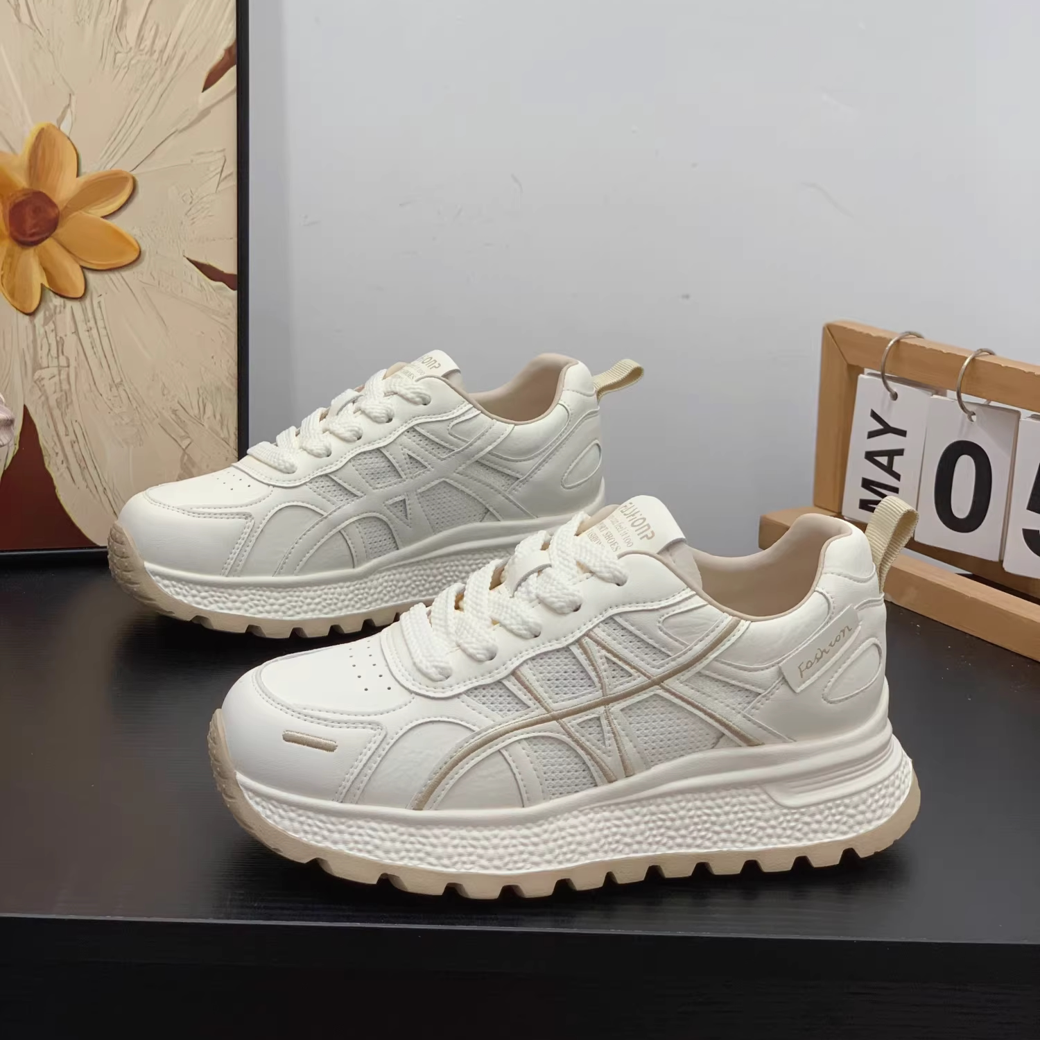 单网透气真皮阿甘鞋女2026夏季新款时尚休闲运动鞋厚底增高老爹鞋