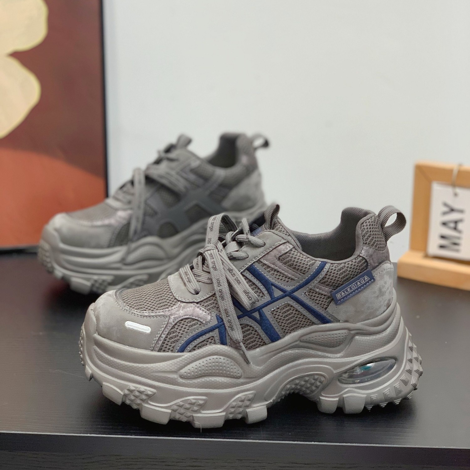 小个子高跟8cm显腿长复古老爹鞋