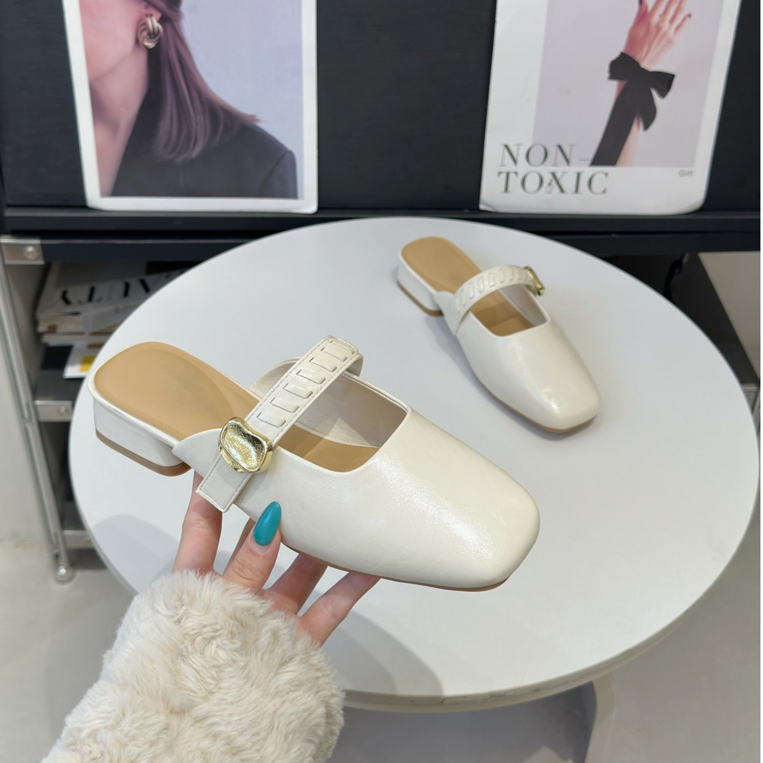 懒人包头半拖鞋女粗跟2026春夏新款复古温柔穆勒鞋外穿低跟凉拖鞋,女鞋,包头拖,淘宝优惠券,粉丝福利购,淘宝优惠卷