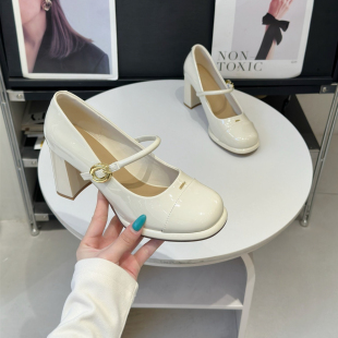 6cm仙女风配裙子JK小皮鞋女2026春季新款法式甜酷粗跟玛丽珍单鞋