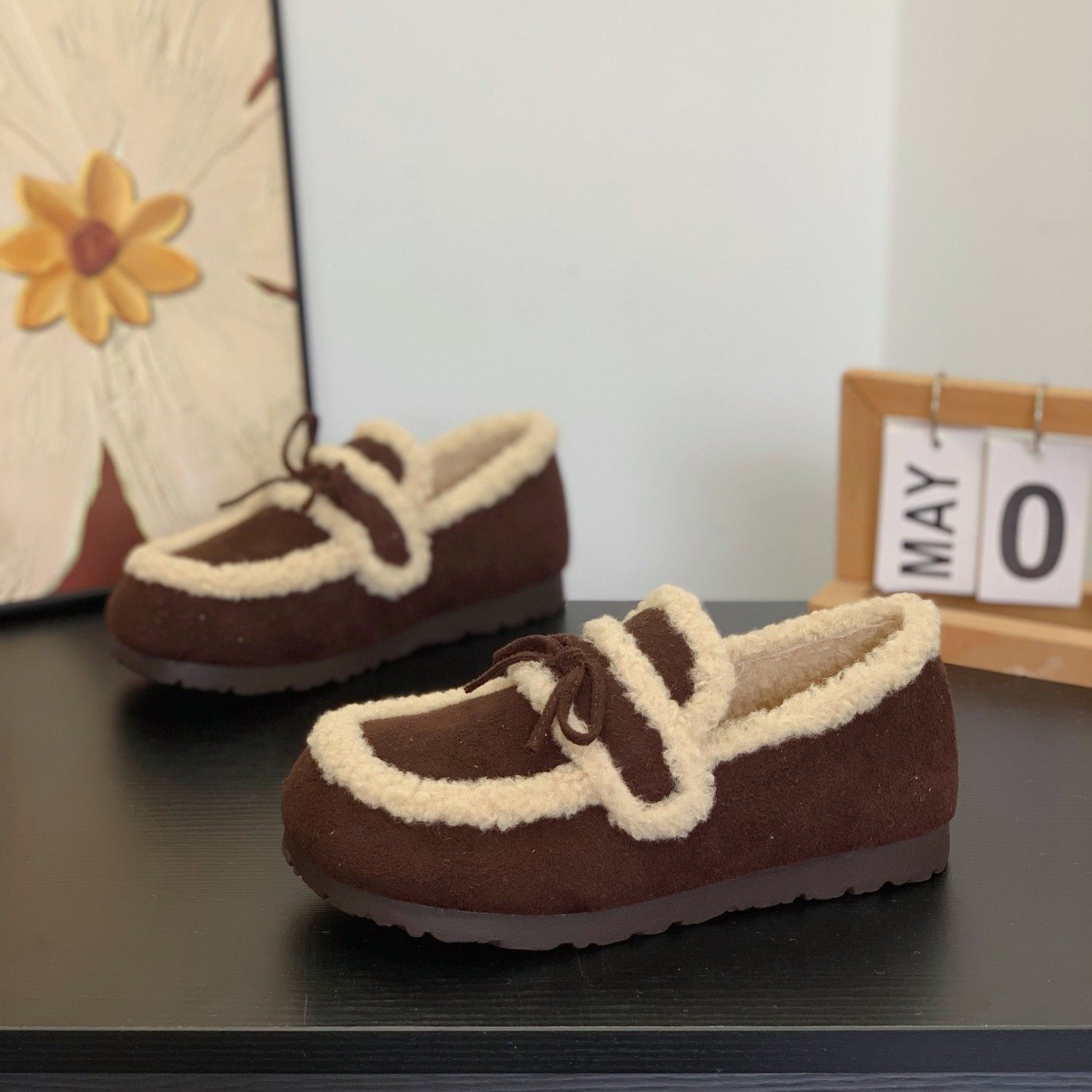 超火蝴蝶结加绒毛毛棉鞋女2025冬季爆款保暖豆豆鞋平底圆头勃肯鞋,女鞋,棉鞋,淘宝优惠券,粉丝福利购,淘宝优惠卷