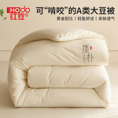 红豆夏凉被大豆纤维被加厚春秋被